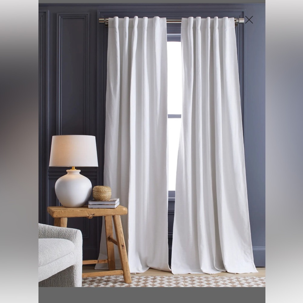 Quince White 100% Linen Blackout CURTAIN, 48” x 84”. One panel.